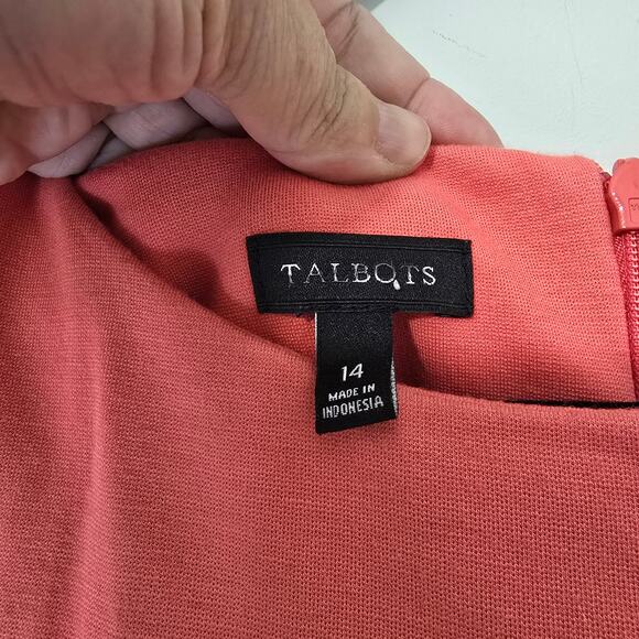 Talbots Colorblock Knit Shift Dress Stretch Red Pink A Line Size 14 - Picture 3 of 5